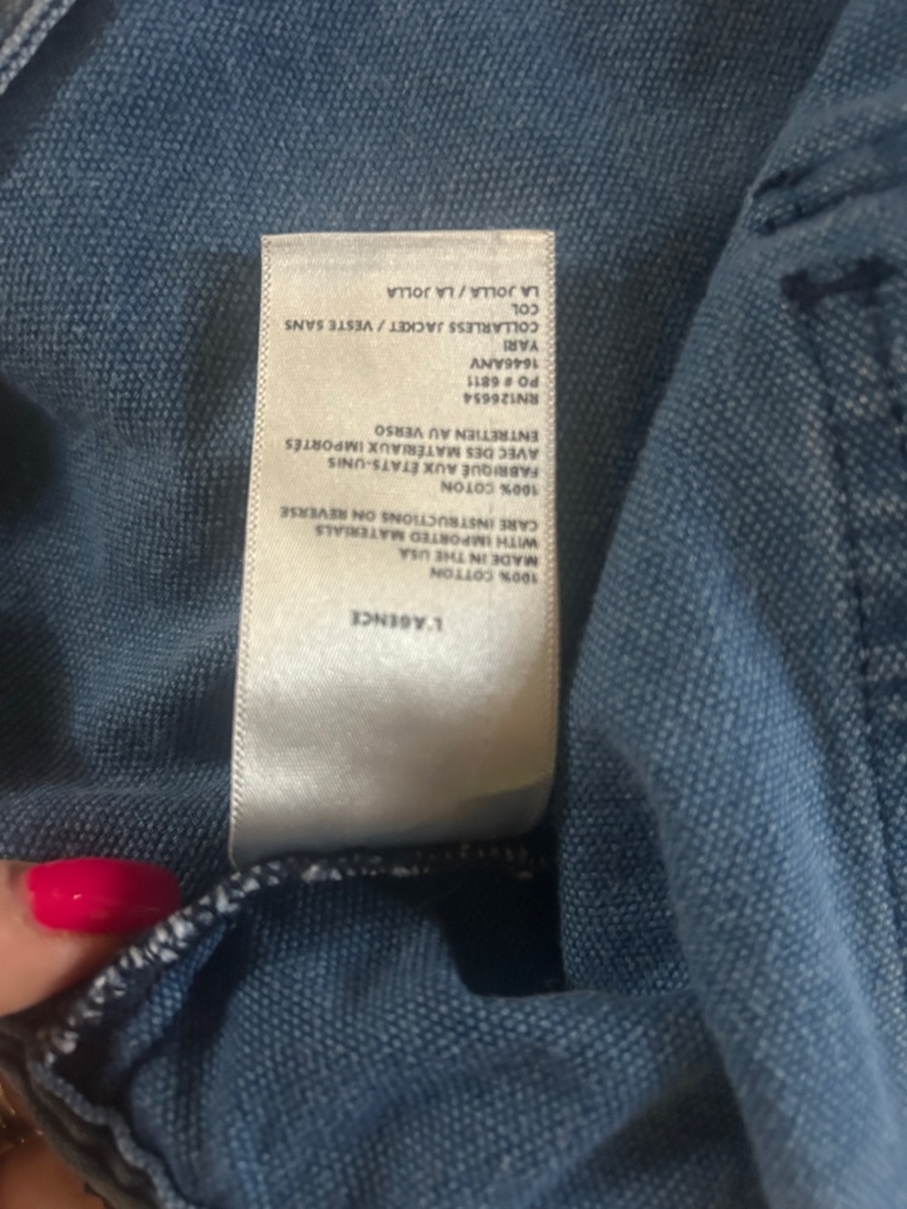 L'AGENCE Blue Jean Jacket with Gold Buttons size large womens - Picture 14 of 16